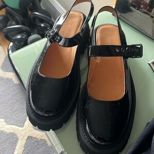 Marc Nolan patent lug sole sling backs.